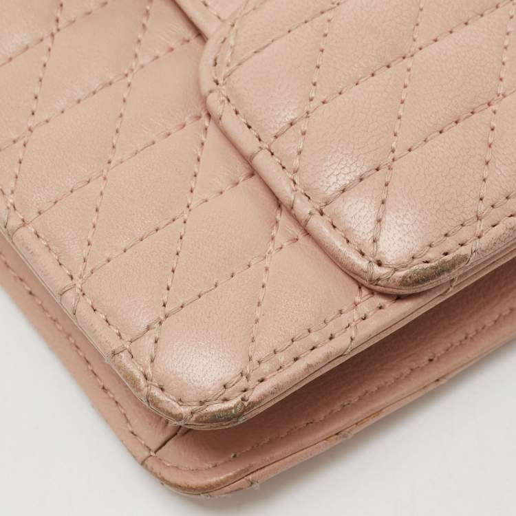 Pre Owned Roberto Cavalli Pink Quilted Leather Flap Shoulder Bag