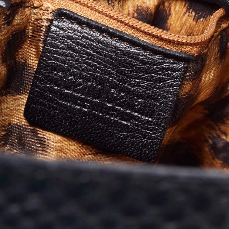 Pre Owned Roberto Cavalli Black Python Fold Over Clutch