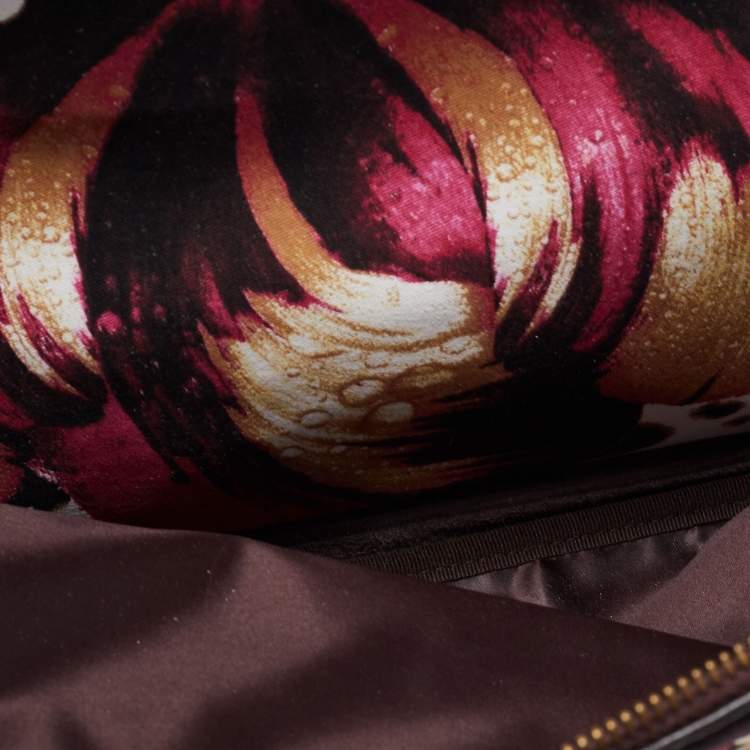 Pre Owned Roberto Cavalli Multicolor Floral Print Fabric and Leather Tote