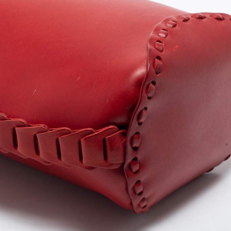 Pre Owned Roberto Cavalli Red Leather Bucket Bag
