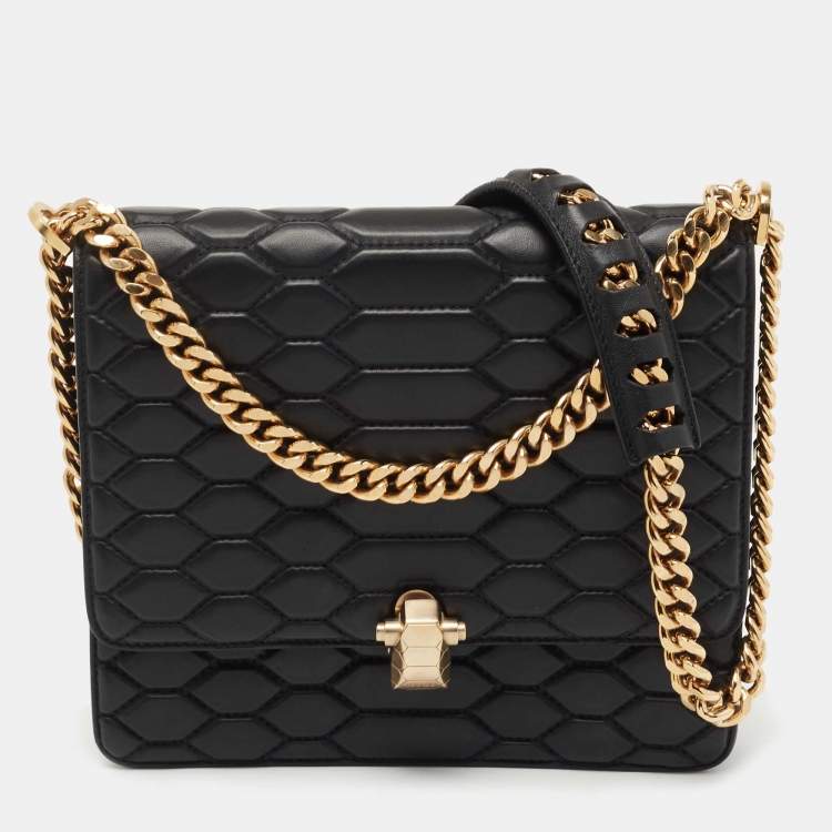 Pre Owned Roberto Cavalli Black Quilted Leather Hera Shoulder Bag