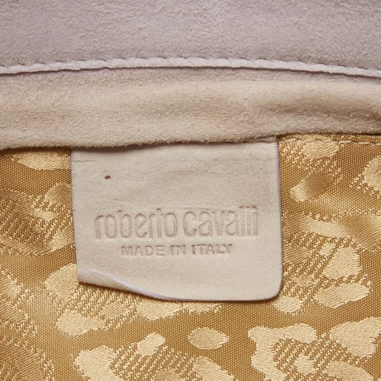 Pre Owned Roberto Cavalli Lilac/Beige Patchwork Flap Clutch