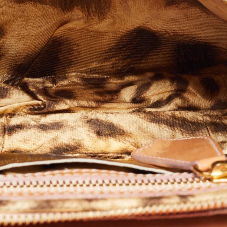 Pre Owned Roberto Cavalli Multicolor Python and Canvas Tassel Shoulder Bag