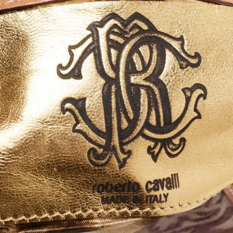 Pre Owned Roberto Cavalli Multicolor Python and Canvas Tassel Shoulder Bag