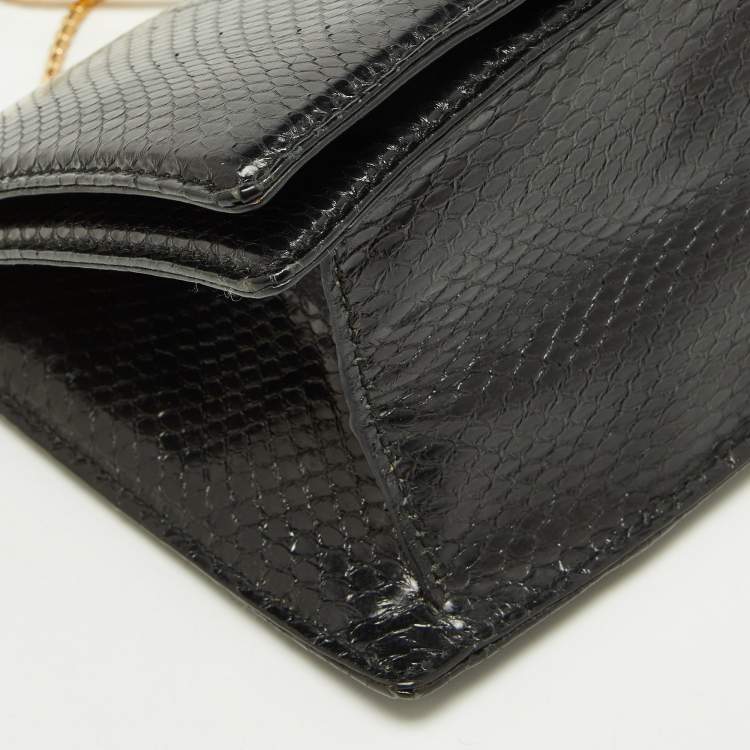 Pre Owned Roberto Cavalli Black Watersnake Leather Serpente Frame Chain Bag