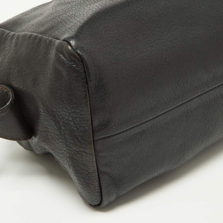 Pre Owned Roberto Cavalli Black Leather Zip Detail Duffle Bag