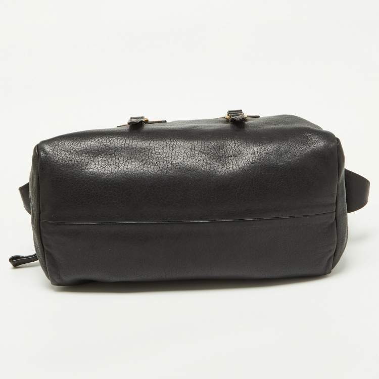 Pre Owned Roberto Cavalli Black Leather Zip Detail Duffle Bag