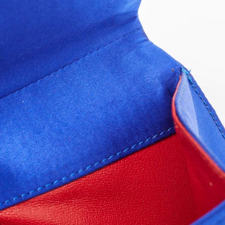 Pre Owned Roberto Cavalli Blue Satin Crystal Embellished Clutch