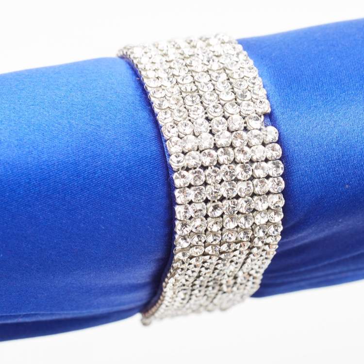 Pre Owned Roberto Cavalli Blue Satin Crystal Embellished Clutch