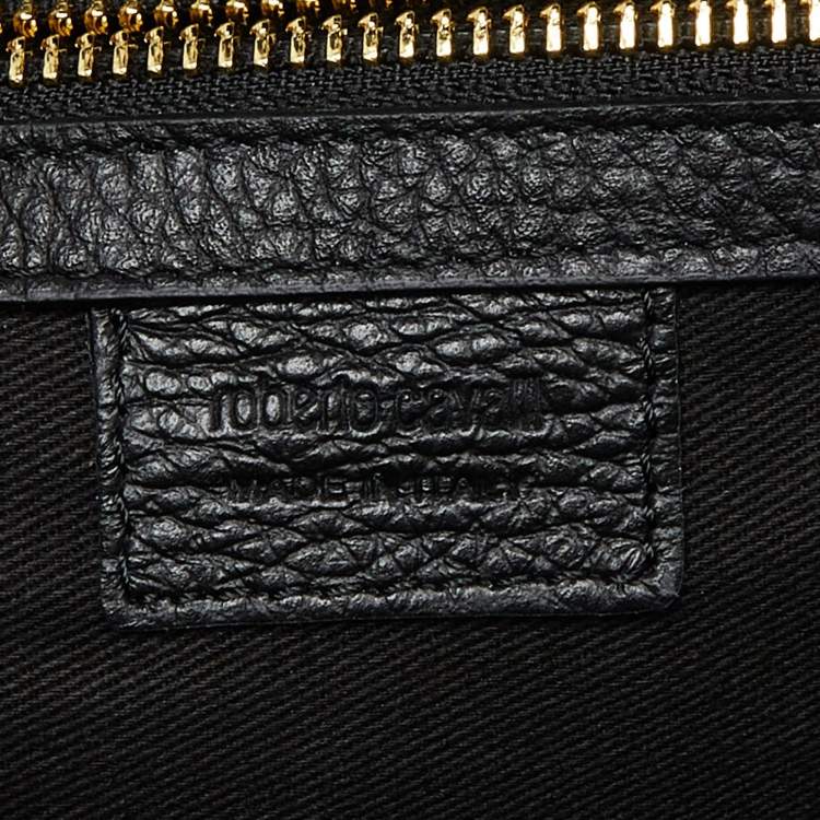 Pre Owned Roberto Cavalli Black Leather Serpente Top Handle Bag