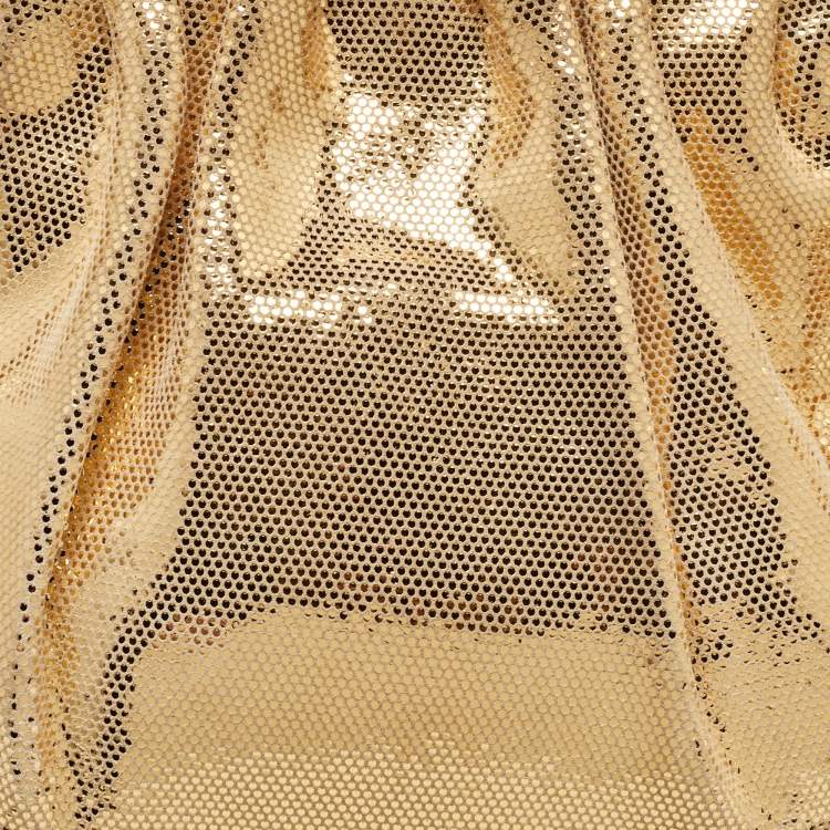 Pre Owned Roberto Cavalli Gold Shimmer Suede Ring Handle Clutch