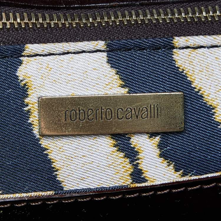 Pre Owned Roberto Cavalli Multicolor Leopard Print Canvas and Leather Shopper Tote