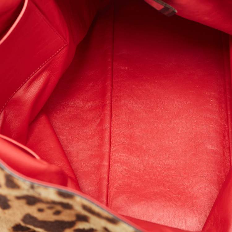 Pre Owned Roberto Cavalli Brown Leopard Print Calf Hair Tote