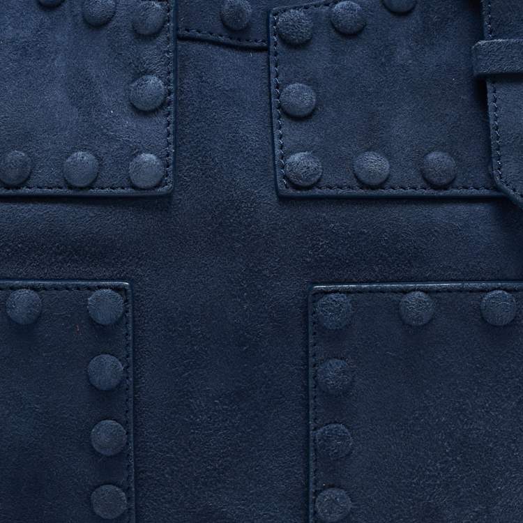 Pre Owned Roberto Cavalli Blue Suede Pebble Studded Tote