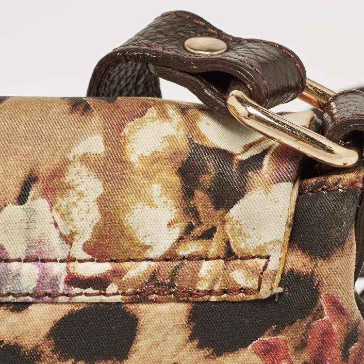 Pre Owned Roberto Cavalli Multicolor Printed Fabric and Leather Shoulder Bag