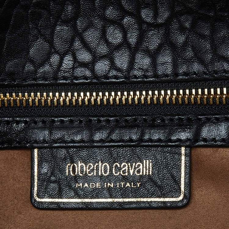 Pre Owned Roberto Cavalli Black Studded Leather Satchel