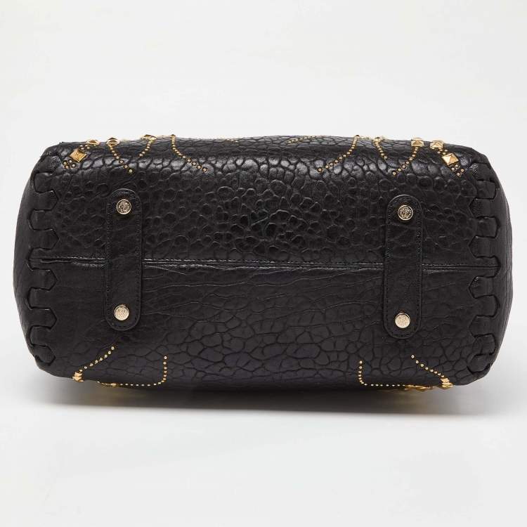 Pre Owned Roberto Cavalli Black Studded Leather Satchel