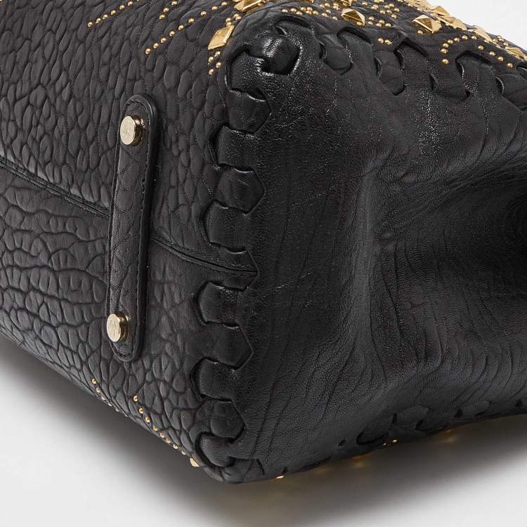 Pre Owned Roberto Cavalli Black Studded Leather Satchel