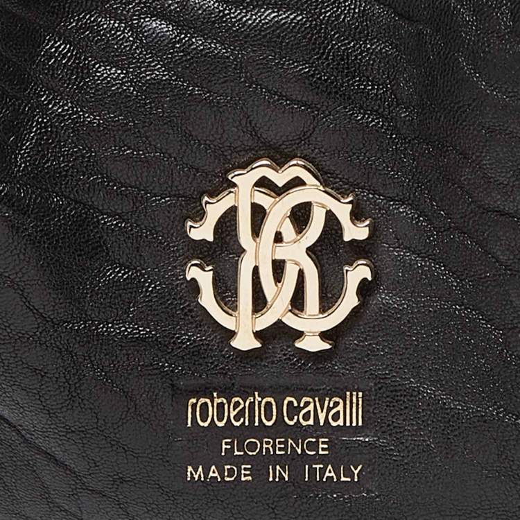 Pre Owned Roberto Cavalli Black Studded Leather Satchel