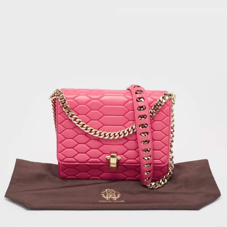 Pre Owned Roberto Cavalli Dark Pink Quilted Leather Hera Shoulder Bag