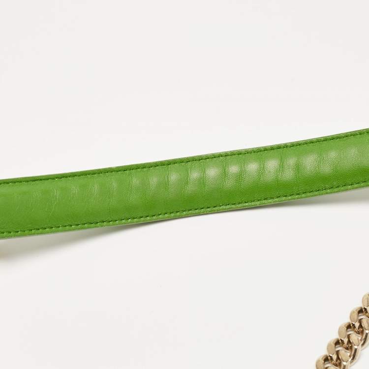 Pre Owned Roberto Cavalli Green Croc and Snakeskin Flap Chain Bag 
