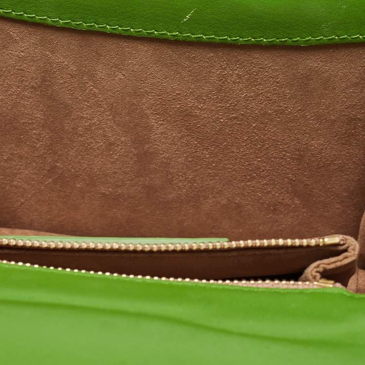 Pre Owned Roberto Cavalli Green Croc and Snakeskin Flap Chain Bag 