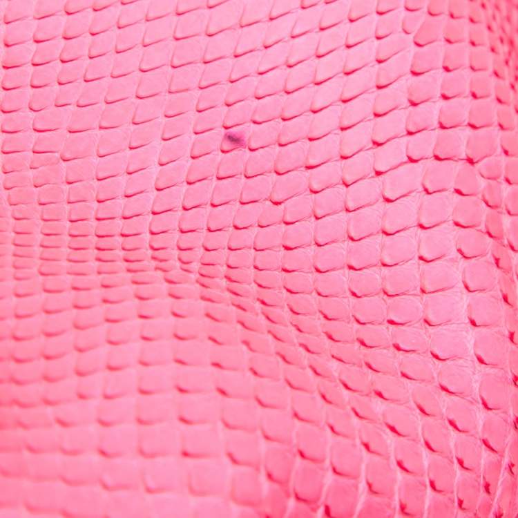 Pre Owned Roberto Cavalli Neon Pink Snakeskin Diva Top Handle Bag