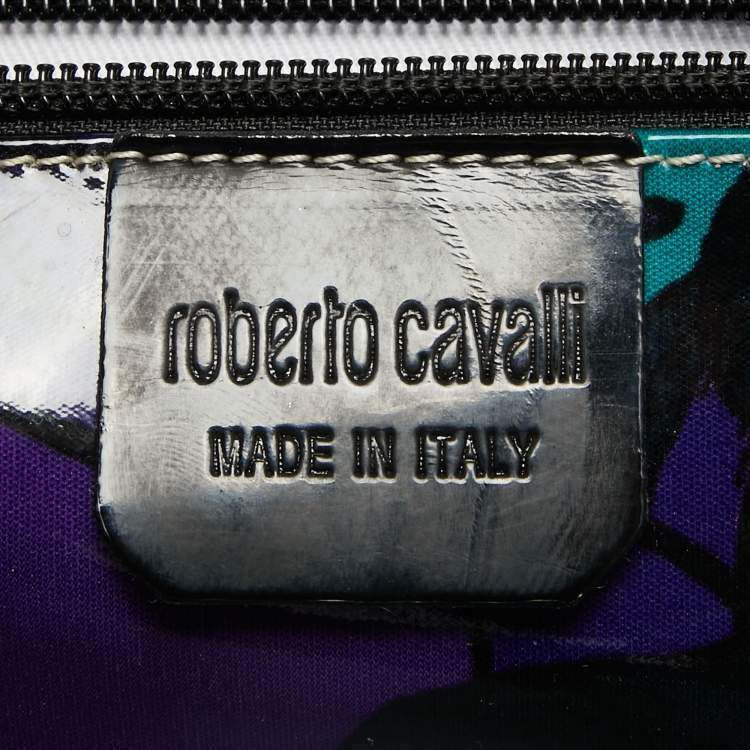 Pre Owned Roberto Cavalli Multicolor Printed Patent Leather RC Logo Tote