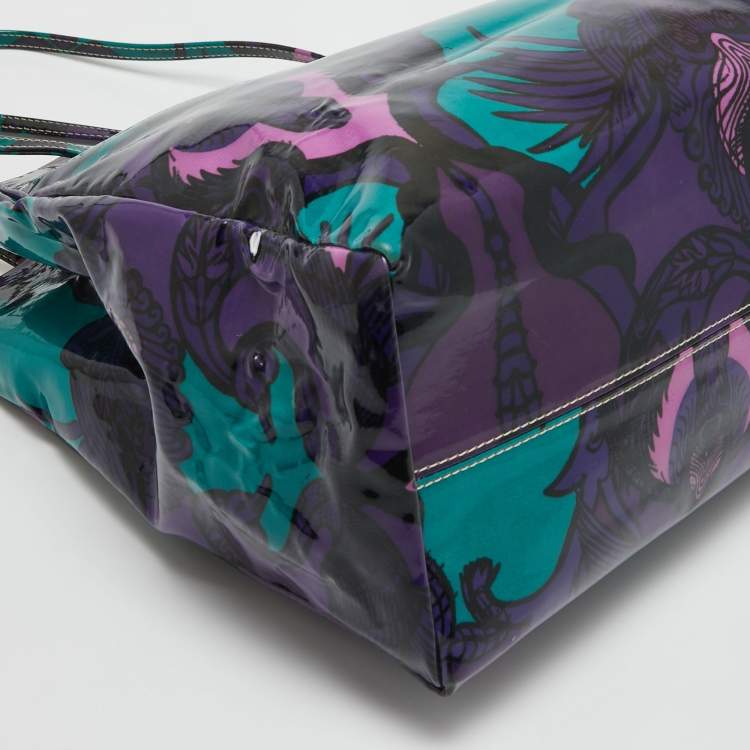 Pre Owned Roberto Cavalli Multicolor Printed Patent Leather RC Logo Tote