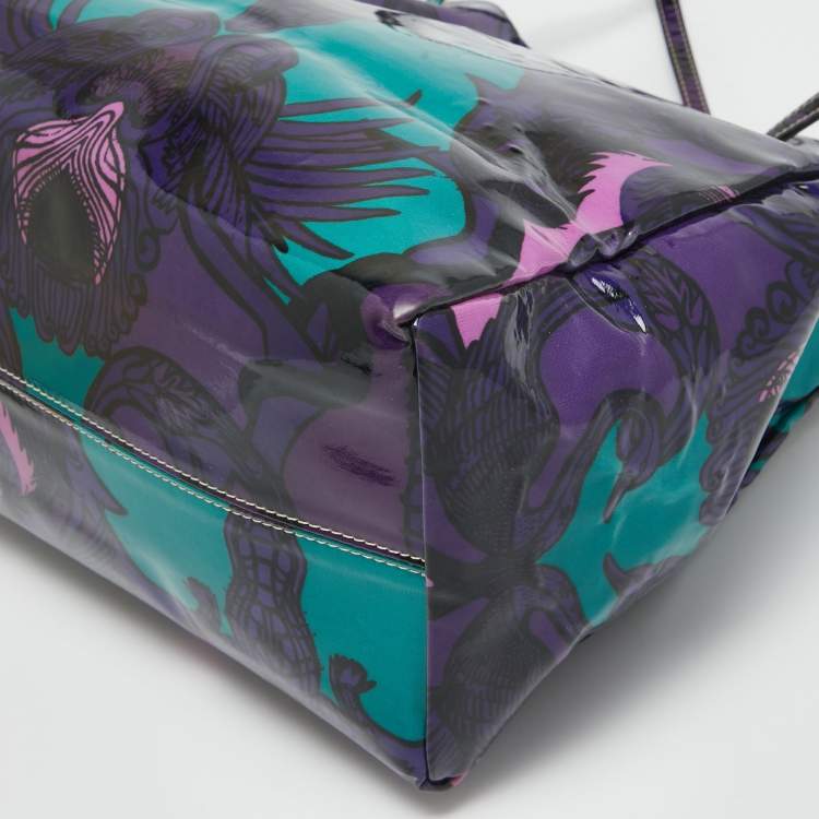 Pre Owned Roberto Cavalli Multicolor Printed Patent Leather RC Logo Tote