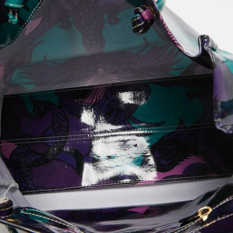 Pre Owned Roberto Cavalli Multicolor Printed Patent Leather RC Logo Tote