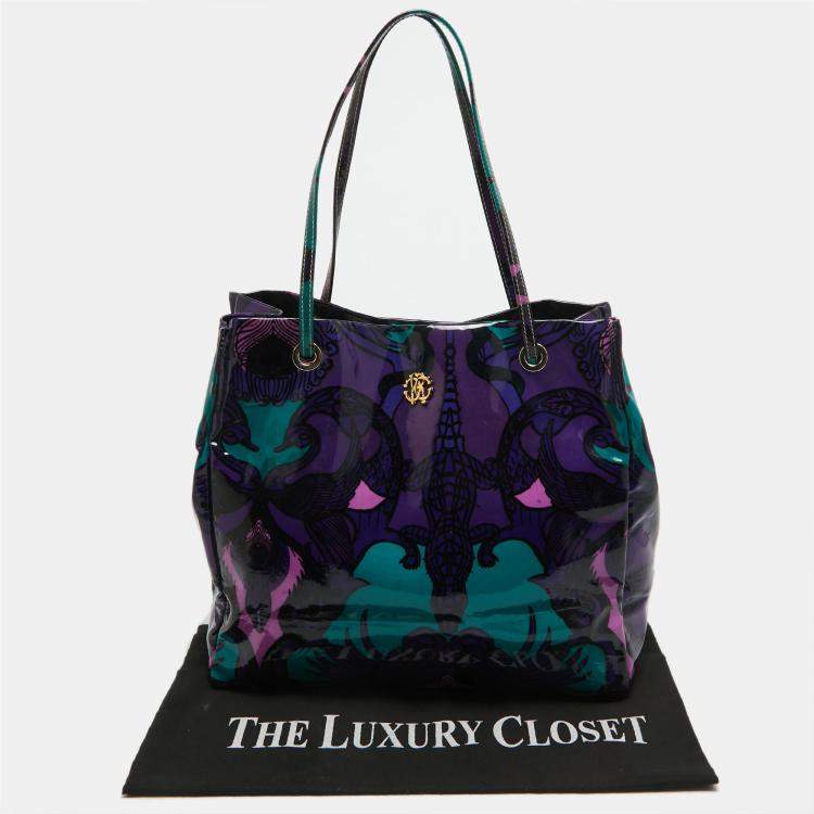 Pre Owned Roberto Cavalli Multicolor Printed Patent Leather RC Logo Tote
