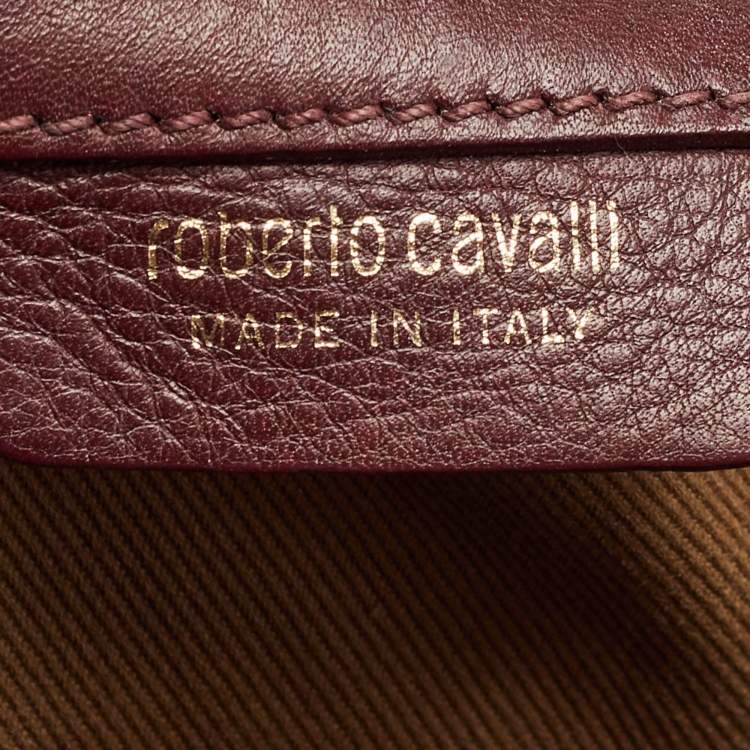 Pre Owned Roberto Cavalli Burgundy Leather Chain Shoulder Bag