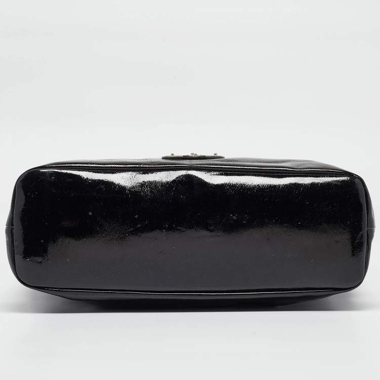 Pre Owned Roberto Cavalli Black Patent Leather Logo Tote
