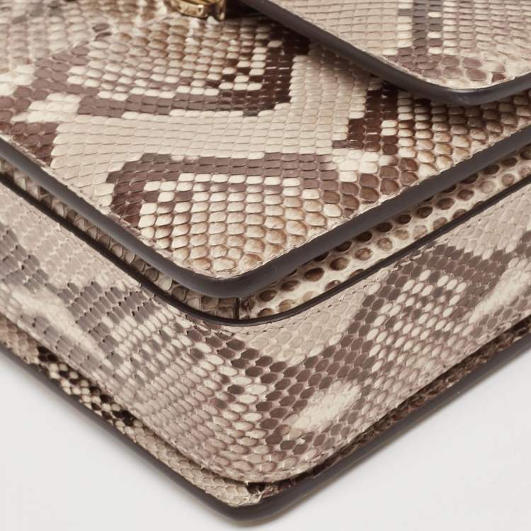 Pre Owned Roberto Cavalli Brown/Beige Python RC Flap Top Handle Bag