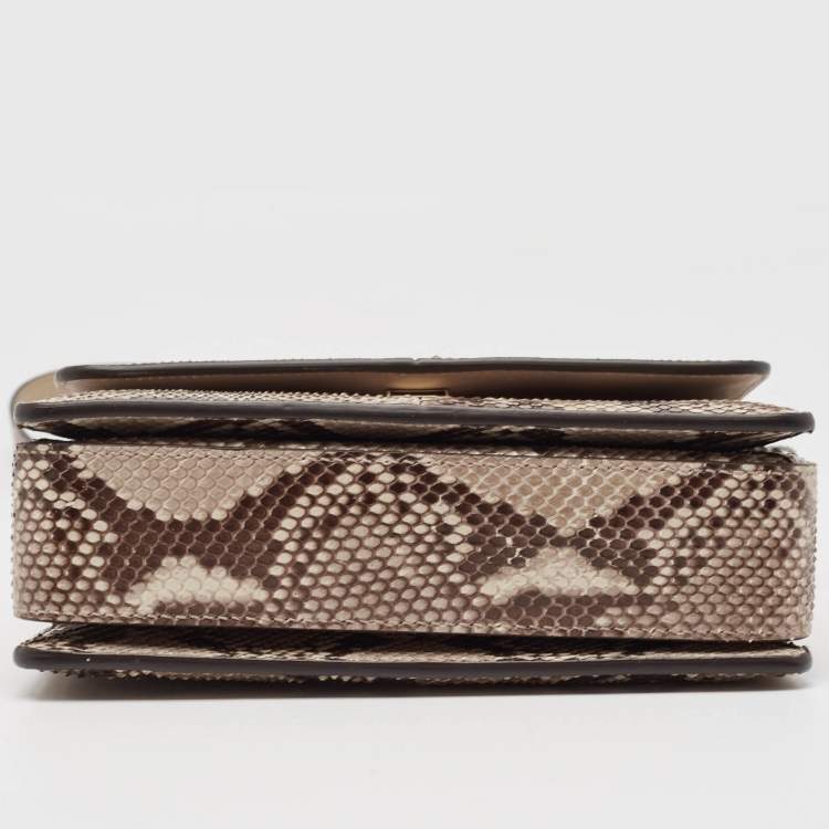 Pre Owned Roberto Cavalli Brown/Beige Python RC Flap Top Handle Bag