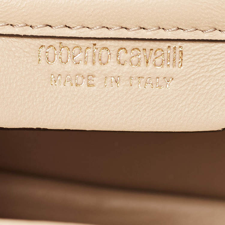 Pre Owned Roberto Cavalli Brown/Beige Python RC Flap Top Handle Bag
