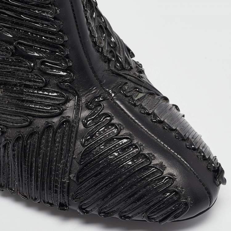 Pre Owned Roberto Cavalli Black Textured Leather Ankle Booties Size 40