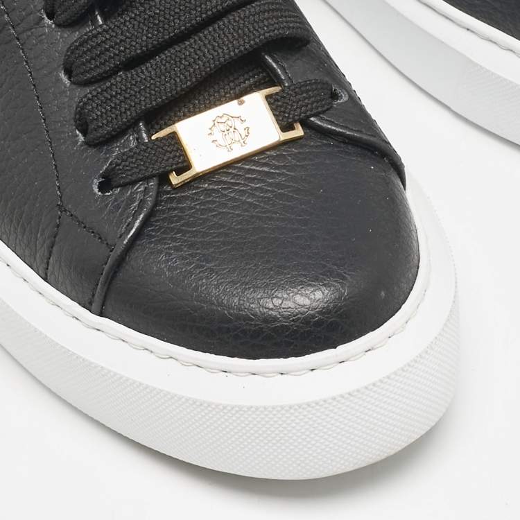 Pre Owned Roberto Cavalli Black Leather Low Top Sneakers Size 37