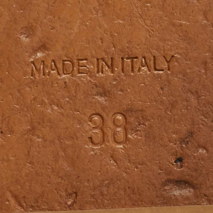 Pre Owned Roberto Cavalli Gold Braided Leather Platform Wedge Ankle Strap Sandals Size 38