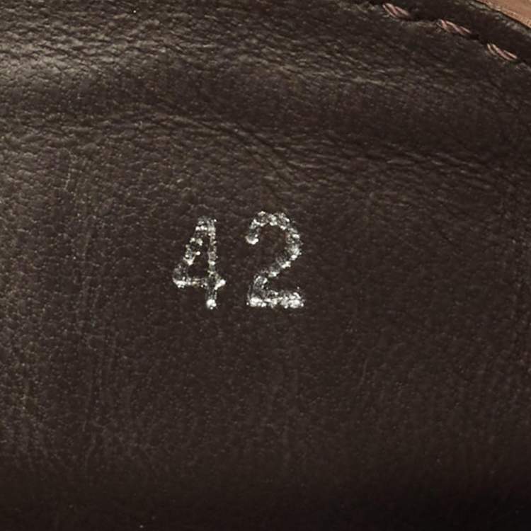 Pre Owned Roberto Cavalli Size 42 Brown Croc Embossed Leather Slip On Loafers