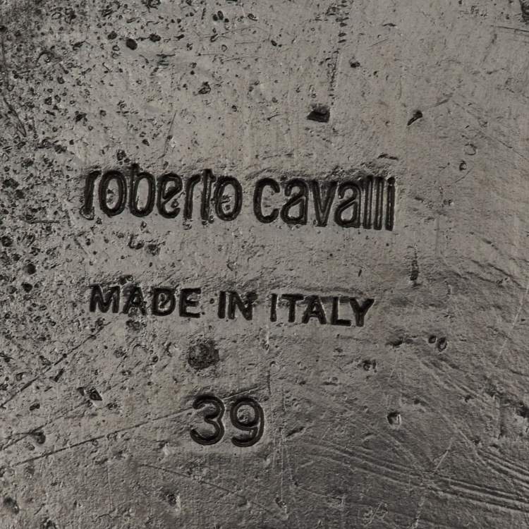 Pre Owned Roberto Cavalli Studded Size 39 White Leather Thong Flats