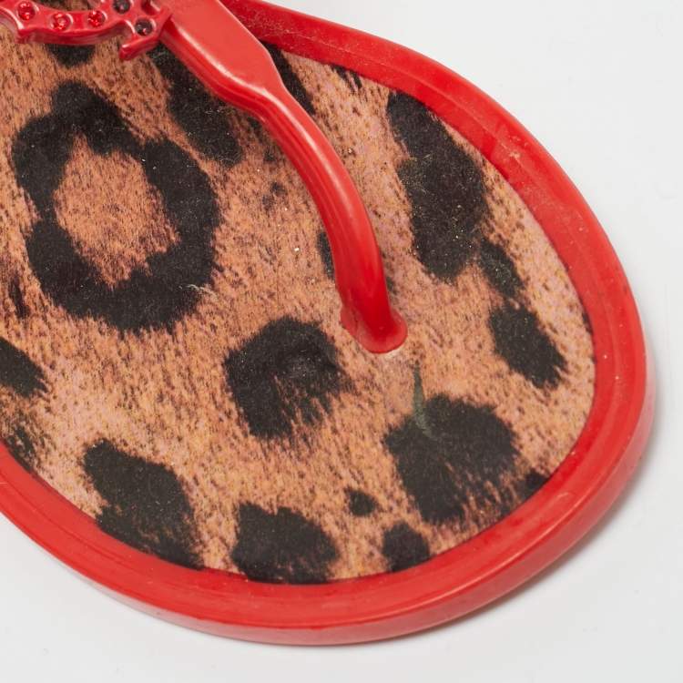 مملوكة مسبقًا Roberto Cavalli Size 40 Red Jelly Thong Slingback Flat Sandals