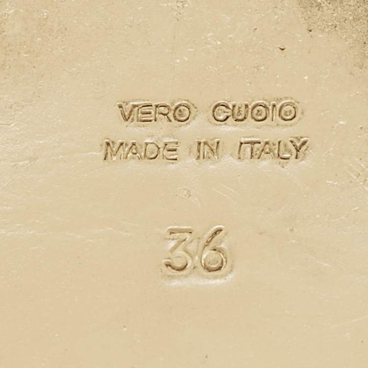 مملوكة مسبقًا Roberto Cavalli Size 36 Silver Leather Logo Embroidered Flat Slide