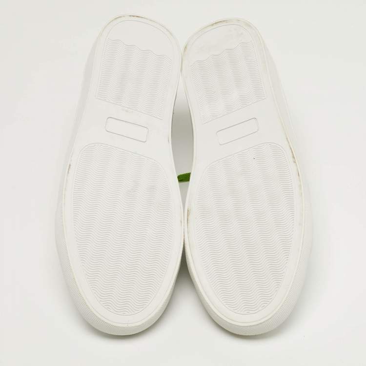 مملوكة مسبقًا Roberto Cavalli Size 40 White/Gold Python Embossed and Leather Low Top Sneakers