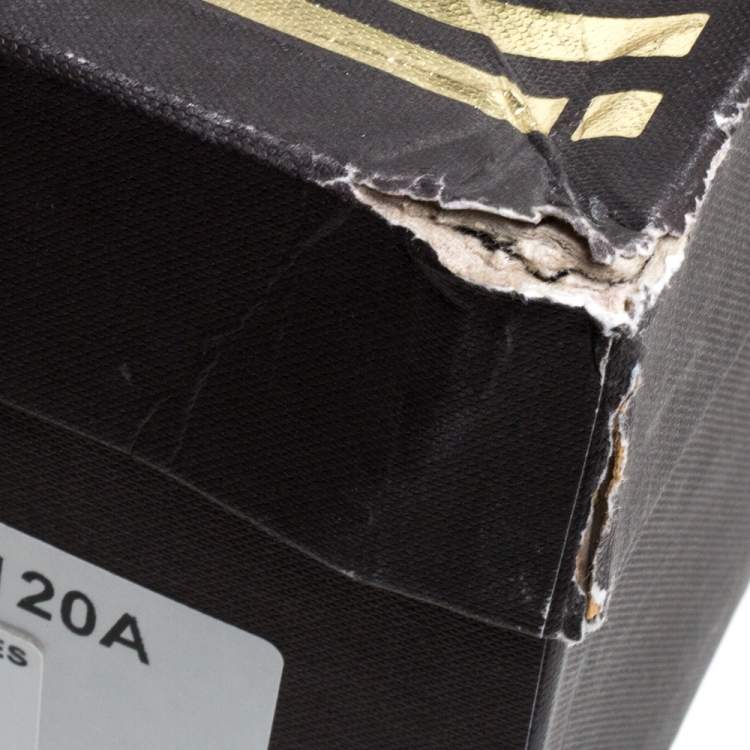Pre Owned Roberto Cavalli Gold Leather Logo Embellished Buckle Detail Ankle Length Boots Size 38
