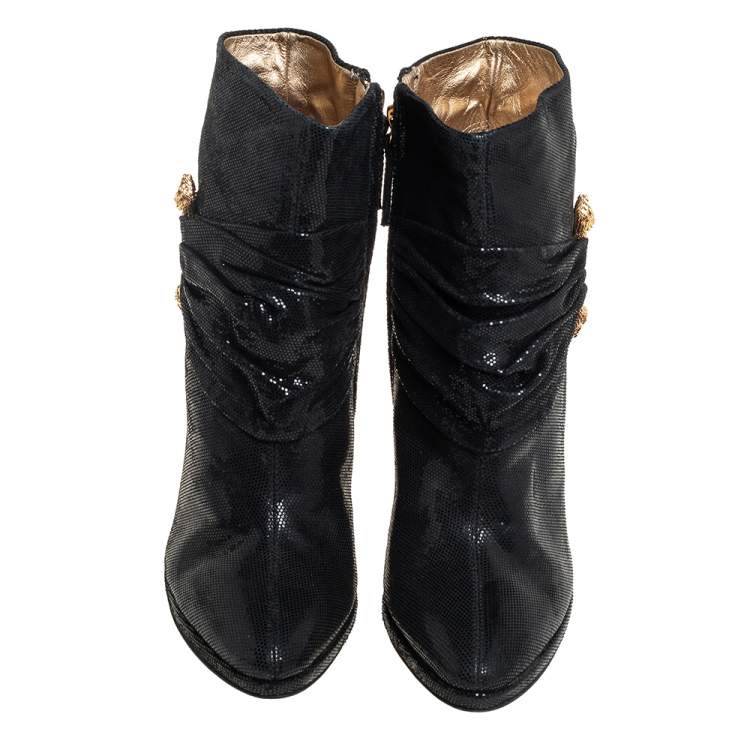 Pre Owned Roberto Cavalli Black Nubuck Ankle Boots Size 40.5