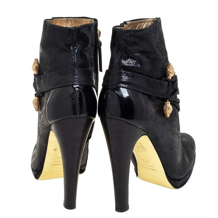 Pre Owned Roberto Cavalli Black Nubuck Ankle Boots Size 40.5