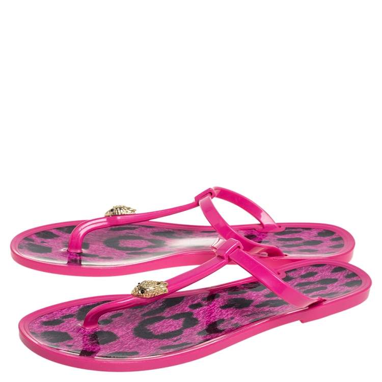 Pre Owned Roberto Cavalli Pink Jelly Thong Flats Size 40
