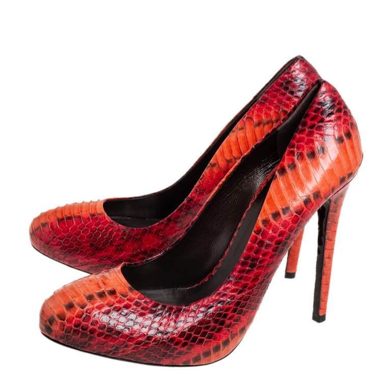 Pre Owned Roberto Cavalli Two Tone Python Pumps Size 39